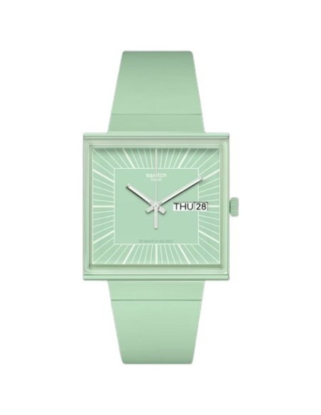 Orologio Swatch Bioceramic What If verde menta quadrato SO34G701