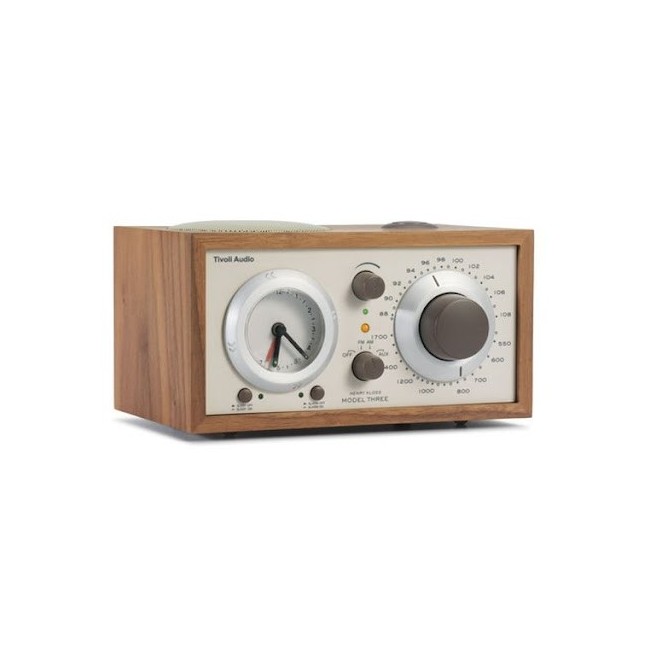 Tivoli Model Three walnut/beige table clock radio - M3CLA