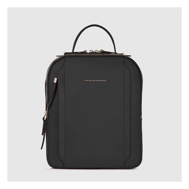 Piquadro Circle kleiner Lederrucksack aus schwarzem Leder CA5566W92/N