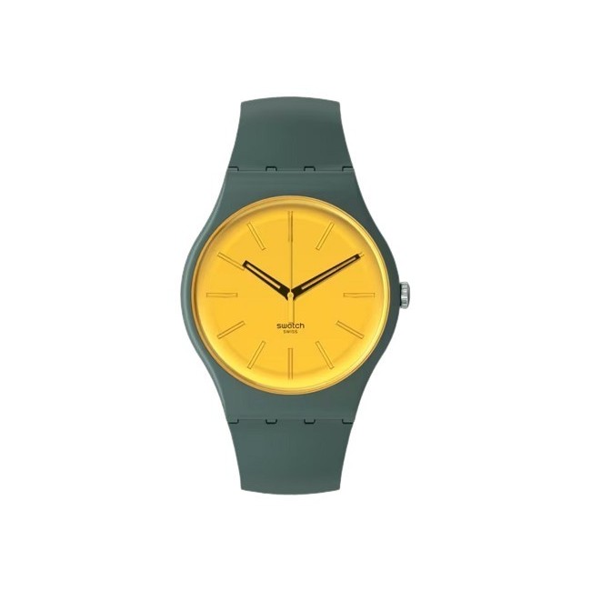 Swatch Gold In The Garden green and yellow watch - SO29G103