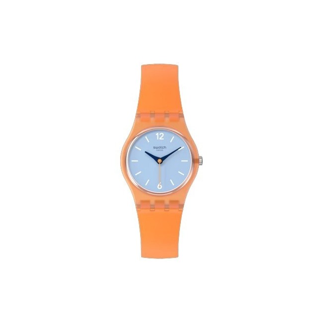 Swatch View From A Mesa-Armbanduhr in Orange und Hellblau – LO116
