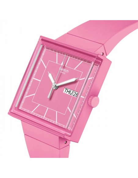 Orologio Swatch Bioceramic What If  rosa quadrato - SO34P700