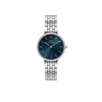 Orologio Daniel Wellington Petite Bezel 5Link blu e cristalli DW00100664