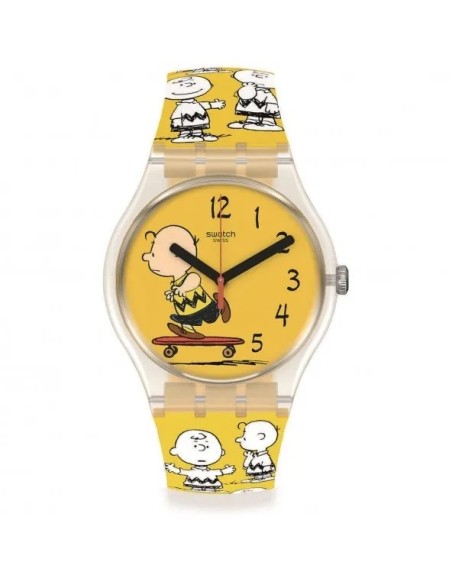 Swatch Peanuts Pow Wow yellow watch New Gent - SO29Z101