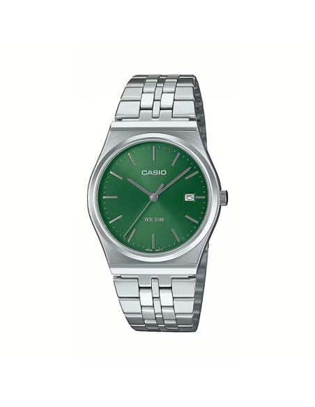 Casio men's watch in steel with green dial MTP-B145D-3AVEF
