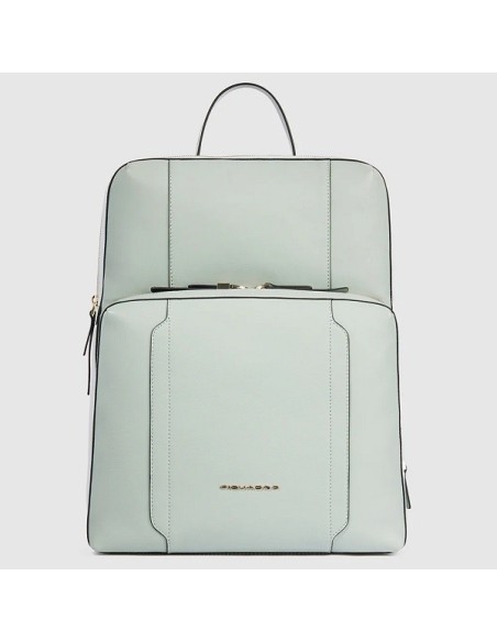 Piquadro Circle erweiterbarer Rucksack aus mintgrünem Leder CA6216W92/VEVE