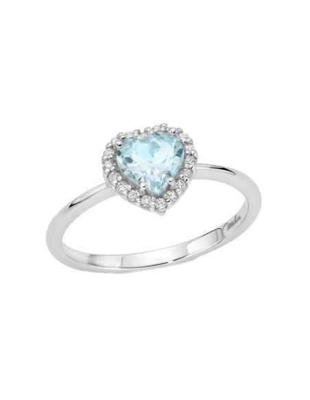 Anello Miluna in oro con Acquamarina cuore e diamanti - LID3763