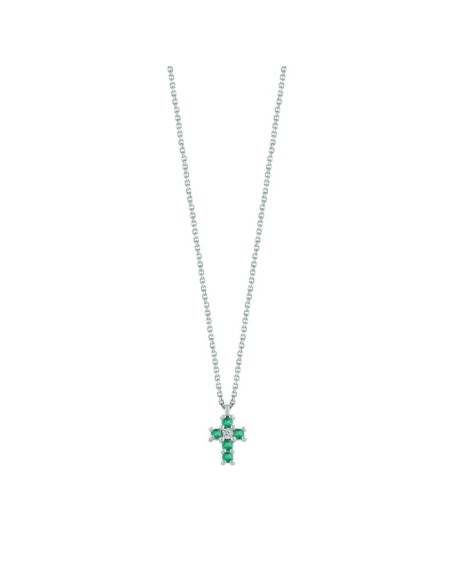 Bliss Jasmine Cross Necklace with Emeralds and Diamond 20101469