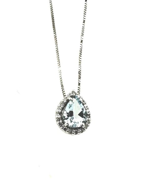 Miluna necklace in gold with teardrop Aquamarine and Diamonds - CLD4723