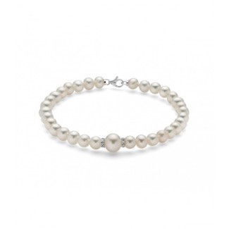 Miluna bracelet with white pearls and diamonds 0.021ct - PBR3560