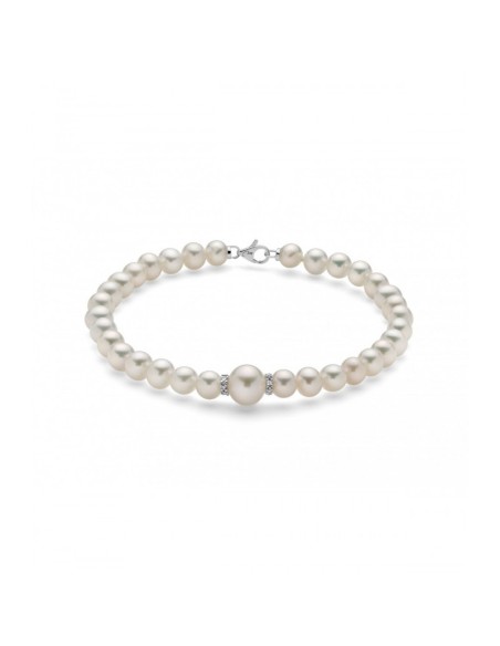 Miluna bracelet with white pearls and diamonds 0.021ct - PBR3560