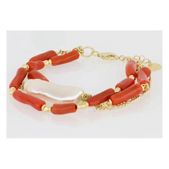 Nivy Dory Armband mit Korallen und Perle BARP0287#G