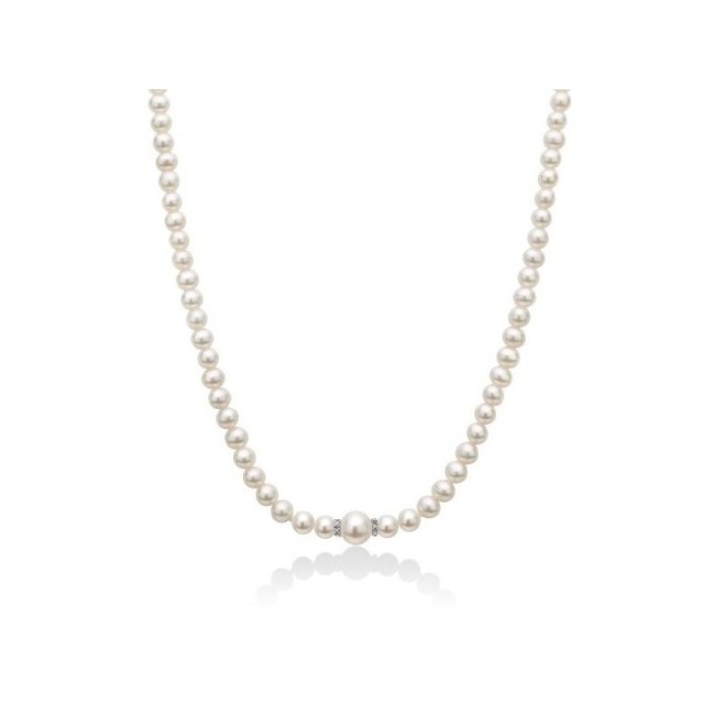 Miluna necklace in white pearls and diamonds 0.021ct - PCL6567
