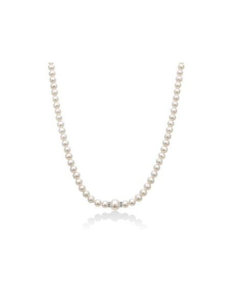 Miluna necklace in white pearls and diamonds 0.021ct - PCL6567
