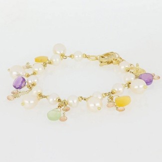 Nivy Gioia bracelet with pearls and quartz - BARP0406#G