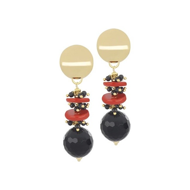 Orecchini Nivy Gabrielle onice nero e coratlli OARP0435#G