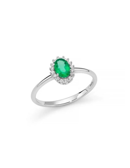 Miluna ring in white gold with emerald and diamonds - LID3673