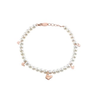 Salvini Be Happy Armband mit Perlen und roségoldenen Schmetterlingen – 20062859