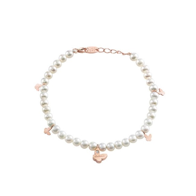 Bracciale Salvini Be Happy con perle e farfalle oro rosa - 20062859
