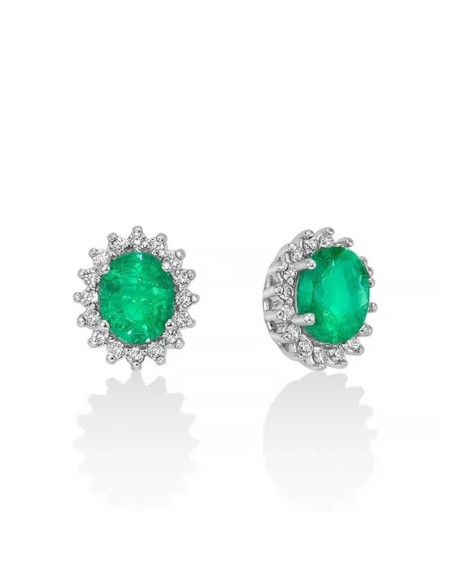 Miluna earrings in white gold with emerald and diamonds - ERD2721