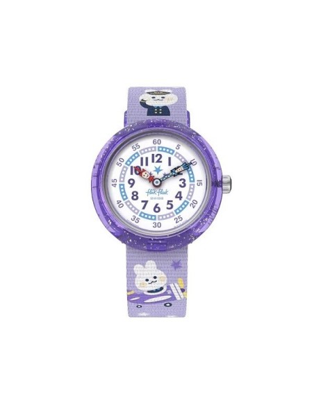 Flik Flak Chasing Clouds purple girls' watch with cats ZFBNP220
