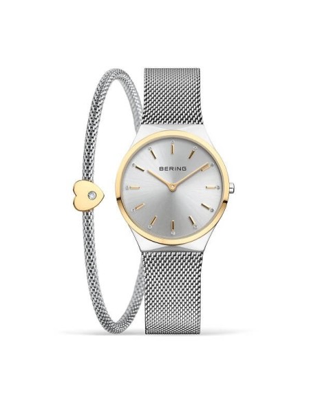 Bering Classic steel and gold watch and bracelet 12131014GWP