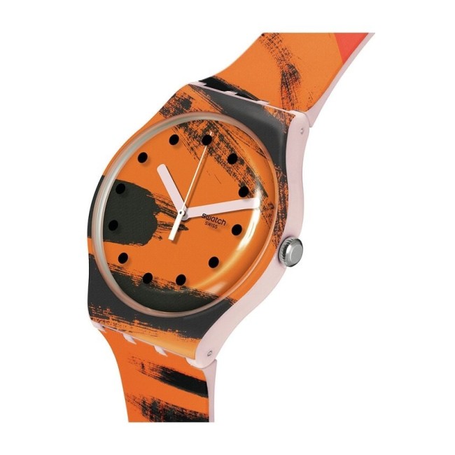 Swatch Barns-Grahams orange and red on pink watch SUOZ362