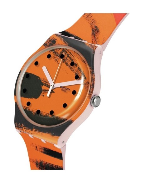 Swatch Barns-Grahams orange and red on pink watch SUOZ362
