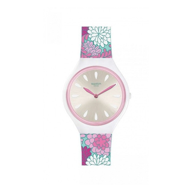 Swatch Skinpivoine türkisfarbene Damenuhr – SVOZ100