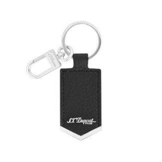 ST Dupont key ring in black leather and steel - STD180281