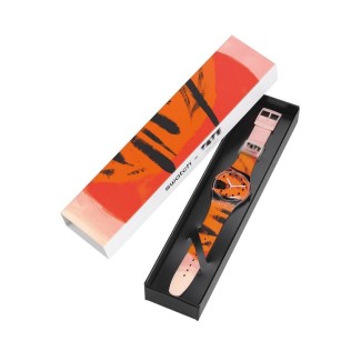 Swatch Barns-Grahams Orange und Rot auf rosa Uhr SUOZ362 2