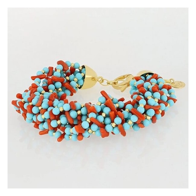 Bracciale Nivy Nima torchon corallo sciacca e turchese BARP0439#G