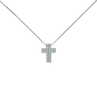 Miluna necklace in white gold with Cross and Diamonds - CLD3990