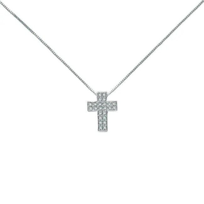 Collana Miluna in oro bianco con Croce e Diamanti - CLD3990