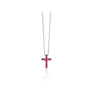 Miluna necklace in white gold with Cross and Rubies - CLD4262