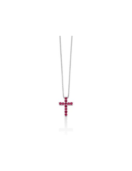 Miluna necklace in white gold with Cross and Rubies - CLD4262