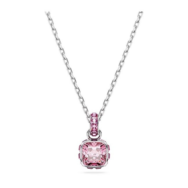 Swarovski Birthstone October necklace with pink crystals - 5651791