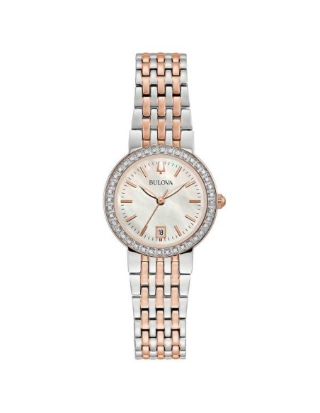 Bulova Classic Lady watch with bezel with two-tone pink diamonds 98R280