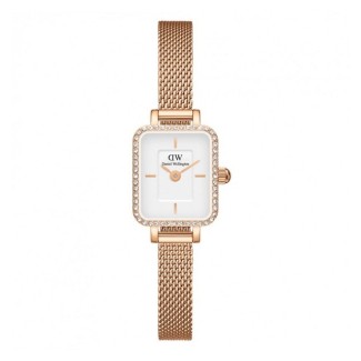 Daniel Wellington Quadro Mini-Armbanduhr in Rosé und Kristall – DW00100731