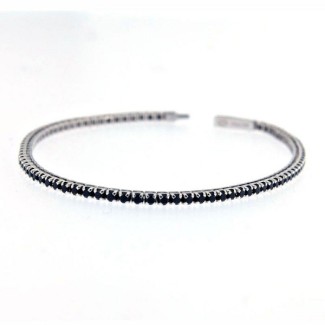 Zancan Tennis bracelet in silver with black stones - ESB079