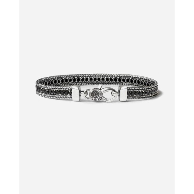 Nove25 Timeless black foxtail tennis bracelet N25BRA00419