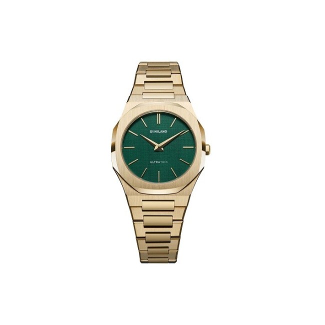 Orologio D1 Milano Emerald Ultra Thin medio dorato e verde D1-UTBL18