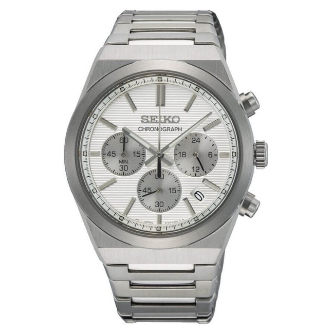 Seiko Classic1970 Chronograph mit weißem Zifferblatt – SSB451P1