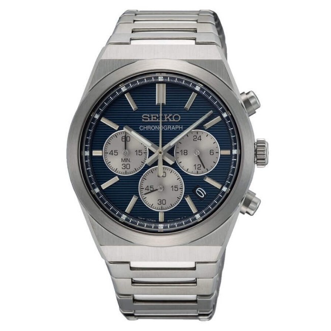 Seiko Classic1970 chronograph watch with blue dial - SSB453P1