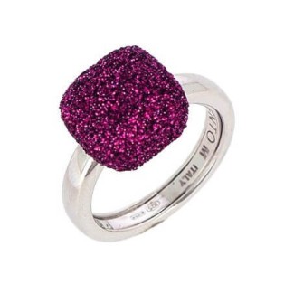 Anello Pesavento Polvere di Sogni quadrato rosso e argento WPSCA115