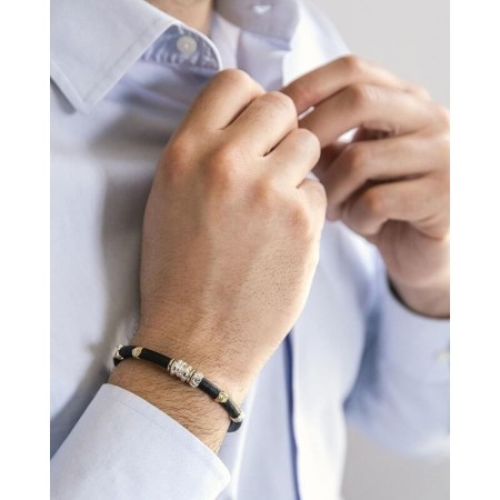 Bracciale Misani gioielli Grand Tour in cuoio, oro e argento B2000