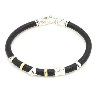 Bracciale Misani gioielli Grand Tour in  cuoio con argento ed oro - B2175