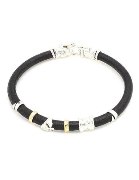 Misani Jewellery Grand Tour-Armband aus Leder mit Silber und Gold – B2175