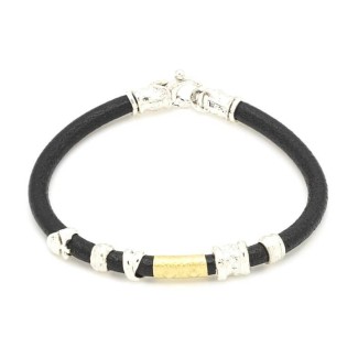 Bracciale Misani gioielli Grand Tour in  cuoio con oro ed argento - B2171