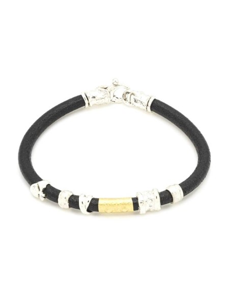 Misani Jewellery Grand Tour-Armband aus Leder mit Gold und Silber – B2171